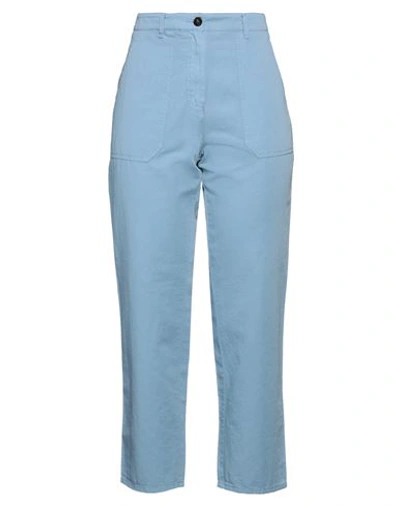 Shop Slowear Incotex Woman Pants Light Blue Size 6 Cotton, Linen