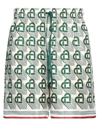 Shop Casablanca Man Shorts & Bermuda Shorts Green Size M Silk