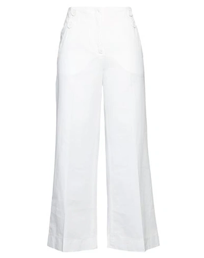 Shop Incotex Woman Pants White Size 4 Cotton, Linen