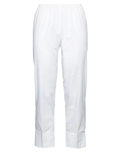 Shop Corinna Caon Woman Pants White Size M Cotton, Elastic Fibres