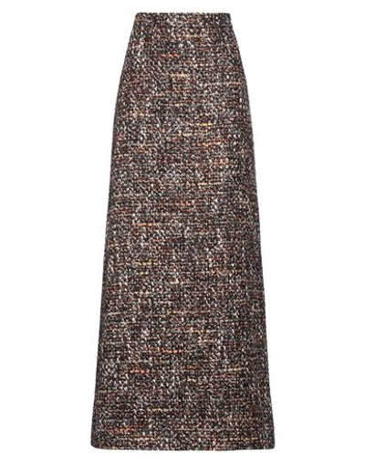 Shop Dolce & Gabbana Woman Maxi Skirt Brown Size 2 Acrylic, Wool, Polyester, Polyamide