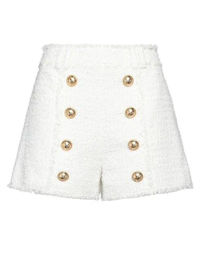 Shop Balmain Woman Shorts & Bermuda Shorts White Size 6 Polyamide, Virgin Wool, Cotton