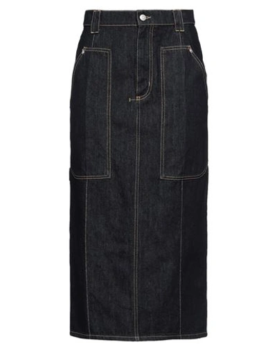 Shop Alexander Mcqueen Woman Denim Skirt Blue Size 4 Cotton, Calfskin