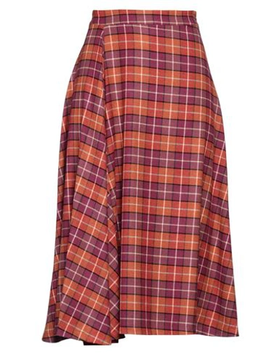 Shop Niū Woman Midi Skirt Camel Size S Viscose, Polyester, Wool, Elastane In Beige