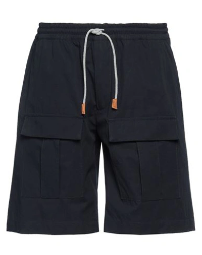 Shop Eleventy Man Shorts & Bermuda Shorts Midnight Blue Size 33 Cotton