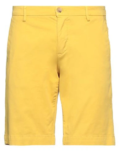 Shop Yan Simmon Man Shorts & Bermuda Shorts Yellow Size 38 Cotton, Elastane