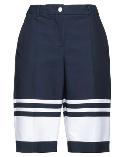 Shop Boutique Moschino Woman Shorts & Bermuda Shorts Navy Blue Size 8 Cotton, Polyamide