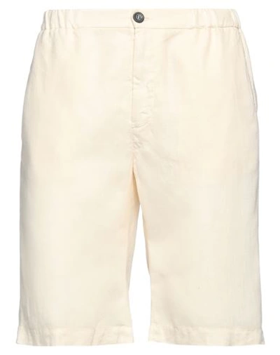 Shop Peserico Man Shorts & Bermuda Shorts Cream Size 36 Linen In White
