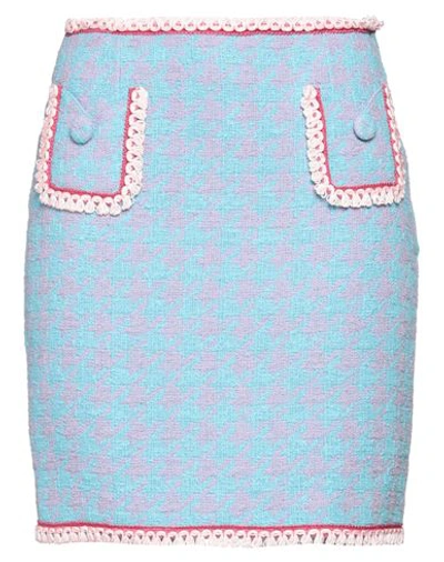 Shop Moschino Woman Mini Skirt Sky Blue Size 12 Cotton, Polyamide