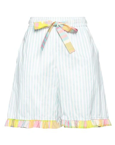 Shop Boutique Moschino Woman Shorts & Bermuda Shorts Sky Blue Size 8 Cotton, Silk