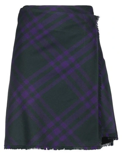 Shop Burberry Woman Mini Skirt Purple Size 6 Wool
