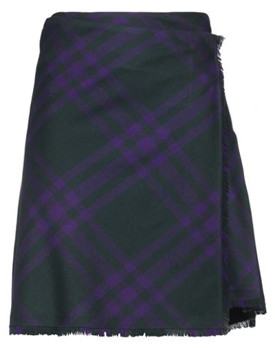 Burberry Asymmetrical High-waisted Silk Skirt With Plaid Pattern In Purple