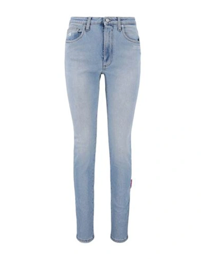 Shop Off-white Printed Logo Skinny Jeans Woman Jeans Blue Size 29 Cotton, Elastane