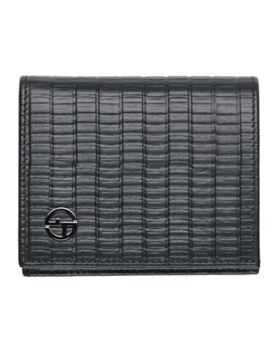 Shop Giorgio Armani Man Wallet Black Size - Calfskin