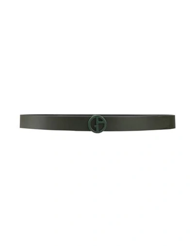 Shop Giorgio Armani Man Belt Military Green Size 39.5 Calfskin