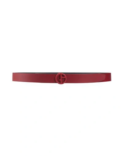 Shop Giorgio Armani Man Belt Brick Red Size 39.5 Calfskin