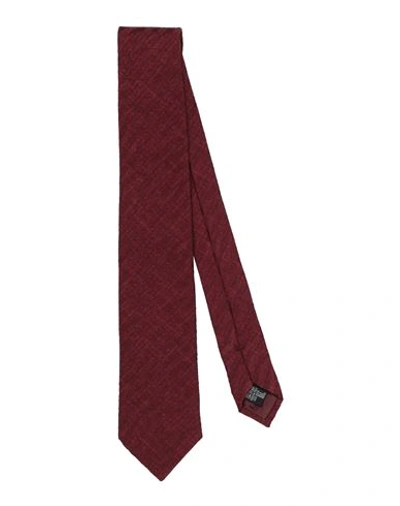Shop Emporio Armani Man Ties & Bow Ties Burgundy Size - Silk In Red