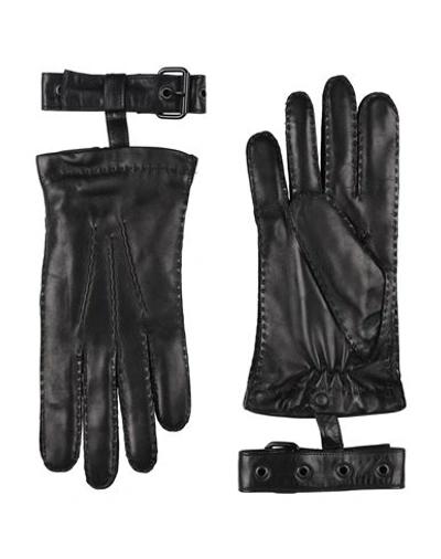 Shop Ann Demeulemeester Man Gloves Black Size 9.5 Leather