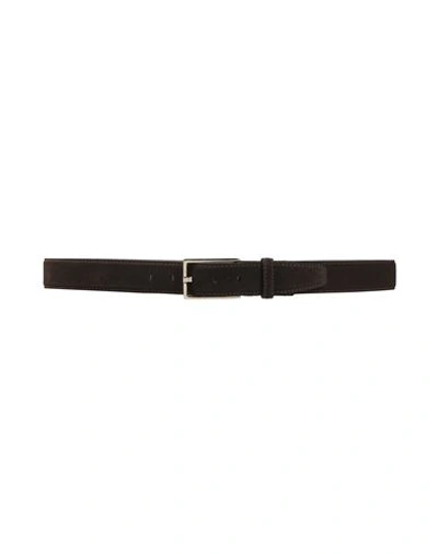 Shop Zegna Man Belt Dark Brown Size 45.5 Leather