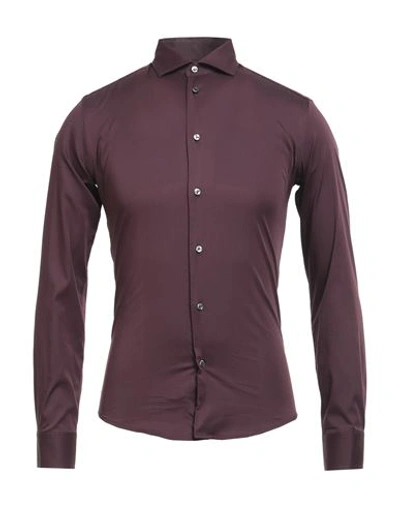 Shop Brian Dales Man Shirt Burgundy Size 14 ½ Cotton, Polyamide, Elastane In Red