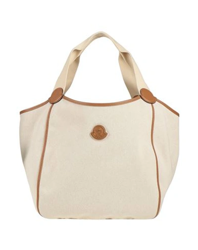 Shop Moncler Woman Handbag Beige Size - Cotton, Polyamide, Calfskin