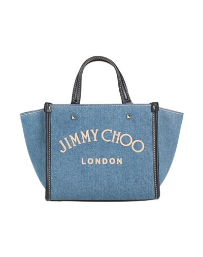 Shop Jimmy Choo Woman Handbag Blue Size - Textile Fibers, Leather