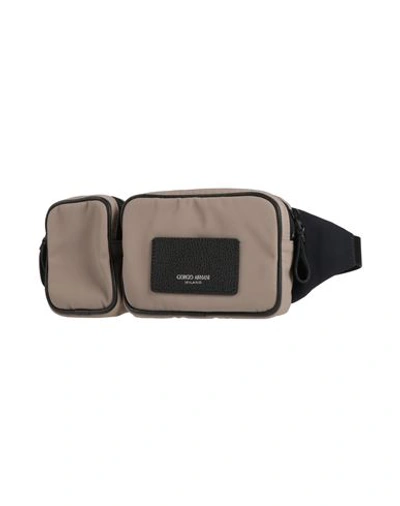Shop Giorgio Armani Man Belt Bag Khaki Size - Polyester, Cow Leather In Beige
