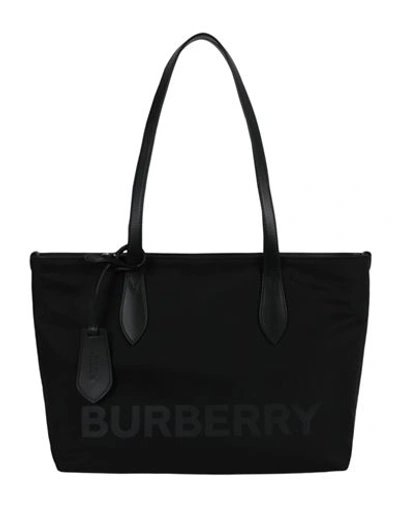 Shop Burberry Logo Nylon Tote Bag Woman Shoulder Bag Black Size - Polyamide