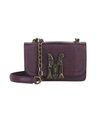 Shop Moschino Logo Plaque Shoulder Bag Woman Cross-body Bag Purple Size - Leather