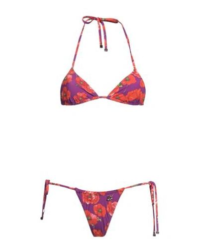 Shop Dolce & Gabbana Woman Bikini Purple Size 8 Polyamide, Elastane