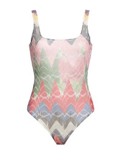 Shop Missoni Woman One-piece Swimsuit Beige Size 8 Polyester, Viscose