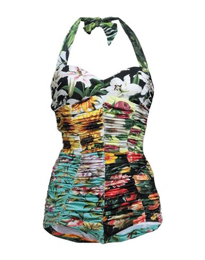 Shop Dolce & Gabbana Woman One-piece Swimsuit Green Size 6 Polyamide, Elastane