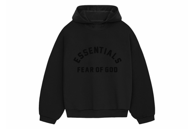Pre-owned Fear Of God Essentials Nylon Fleece Hoodie Jet Black/jet Black