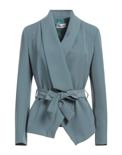 Shop Sandro Ferrone Woman Blazer Pastel Blue Size 10 Polyester, Elastic Fibres