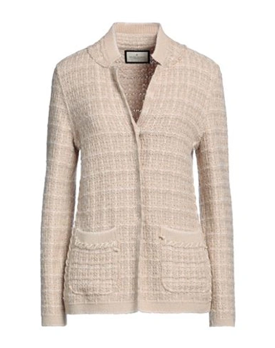 Shop Bruno Manetti Woman Cardigan Beige Size 8 Virgin Wool, Nylon, Viscose, Cashmere