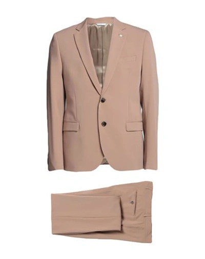 Manuel Ritz Man Suit Camel Size 42 Polyester, Viscose, Elastane In Beige