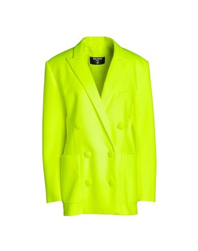 Shop Balmain Woman Blazer Acid Green Size 2 Polyester