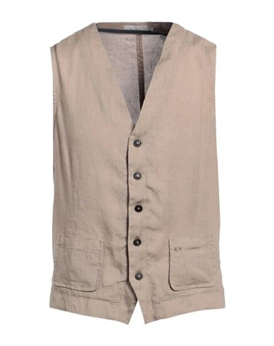 Shop Weber+weber Sartoria Man Tailored Vest Dove Grey Size 46 Linen, Lyocell, Elastane
