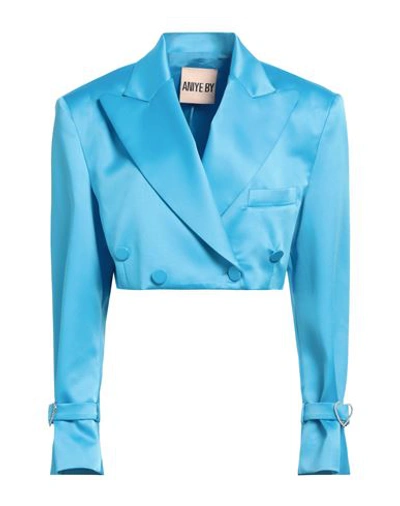 Shop Aniye By Woman Blazer Azure Size 6 Polyester, Elastane In Blue