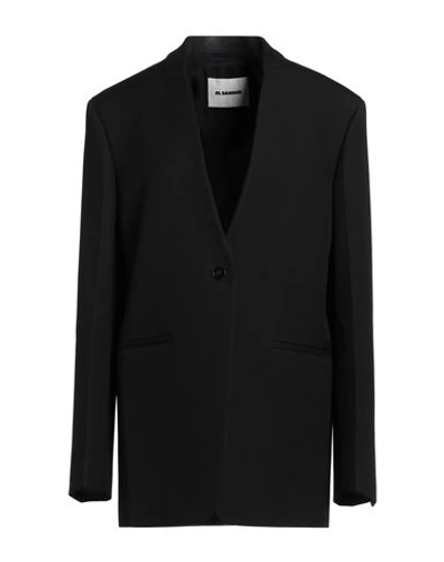Shop Jil Sander Woman Blazer Black Size 4 Virgin Wool, Polyamide