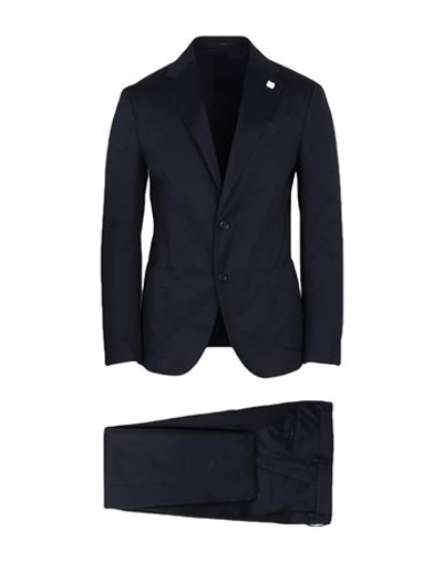 Shop Lardini Man Suit Midnight Blue Size 46 Cotton