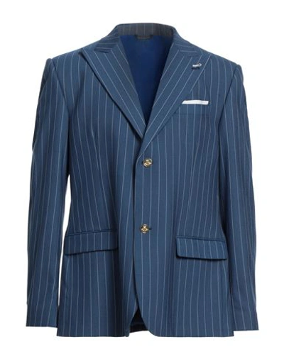 Shop Grey Daniele Alessandrini Man Blazer Blue Size 42 Polyester, Viscose, Elastane