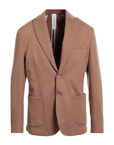 Shop Stilosophy Man Blazer Camel Size 44 Viscose, Polyamide, Elastane In Beige