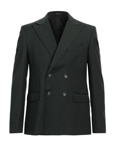 Shop Eredi Del Duca Man Blazer Green Size 42 Polyester, Wool, Elastane