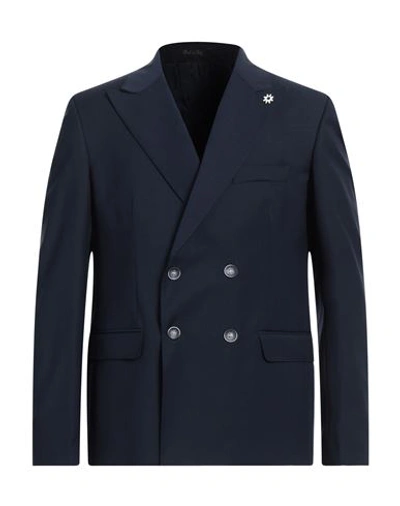 Shop Eredi Del Duca Man Blazer Midnight Blue Size 44 Polyester, Wool, Elastane
