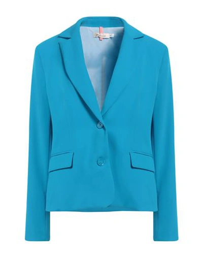 Shop Please Woman Blazer Azure Size L Polyester In Blue