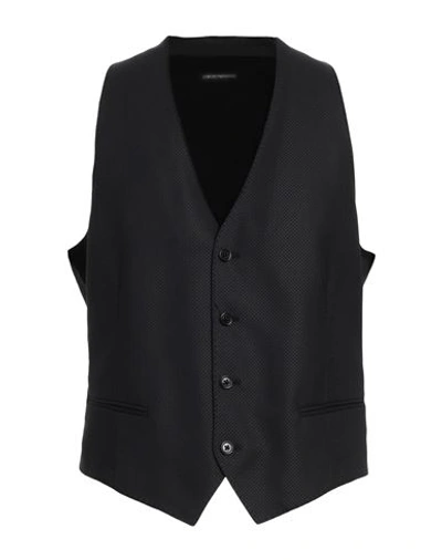 Shop Emporio Armani Man Tailored Vest Black Size 46 Virgin Wool, Silk, Elastane