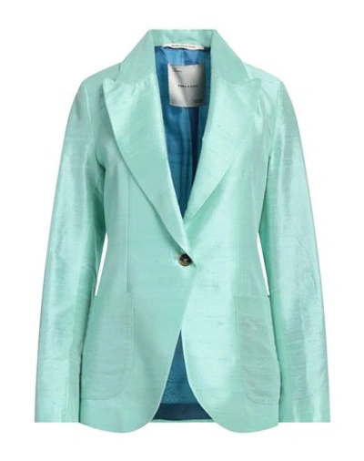 Shop Emma & Gaia Woman Blazer Turquoise Size 8 Acetate, Viscose In Blue