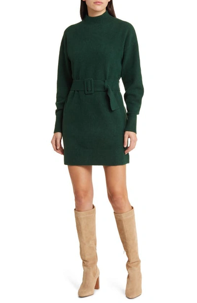 Shop & Other Stories Long Sleeve Belted Sweater Dress In Green