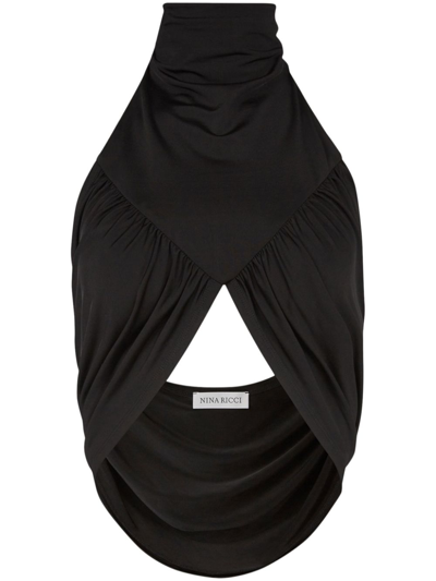 Shop Nina Ricci Black Draped Halterneck Top